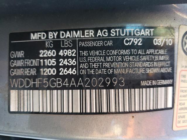 Photo 10 from auction – 2010 MERCEDES-BENZ E 350 with VIN WDDHF5GB4AA202993