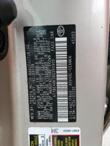 Photo 10 from auction – 2008 TOYOTA CAMRY CE with VIN 4T1BE46K38U260905