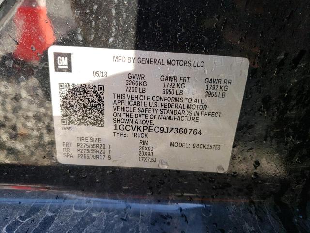 Photo 10 from auction – 2018 CHEVROLET SILVERADO with VIN 1GCVKPEC9JZ360764