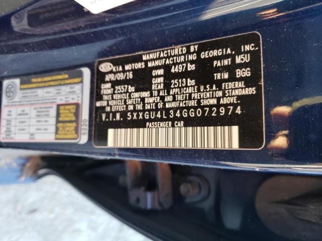 Photo 10 from auction – 2016 KIA OPTIMA EX with VIN 5XXGU4L34GG072974