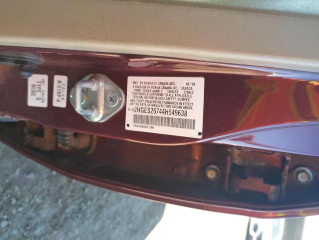 Photo 10 from auction – 2004 HONDA CIVIC EX with VIN 2HGES26744H549638