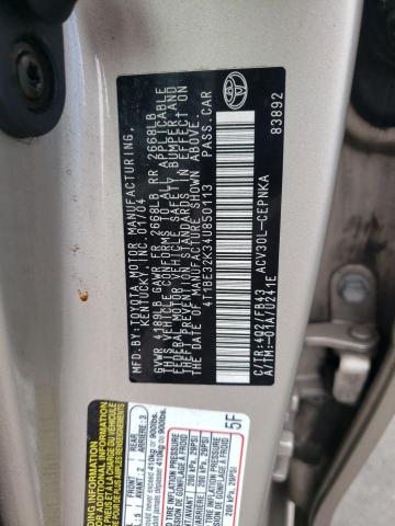 Photo 10 from auction – 2004 TOYOTA CAMRY LE with VIN 4T1BE32K34U850113