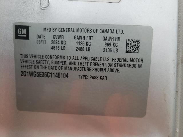 Photo 10 from auction – 2012 CHEVROLET IMPALA LT with VIN 2G1WG5E36C1146104