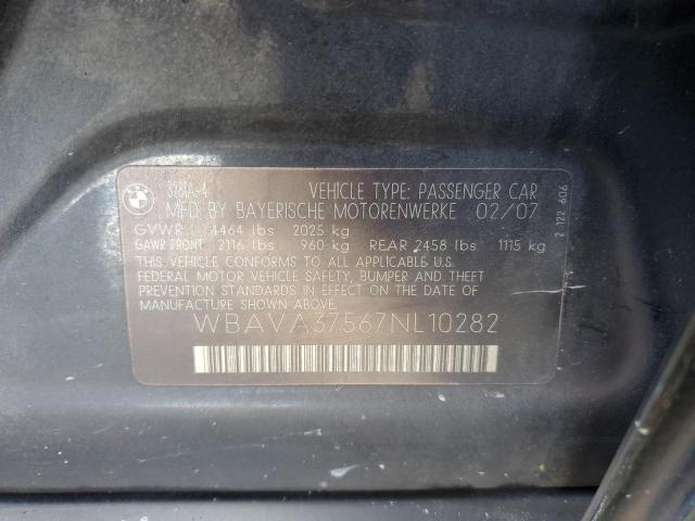 Photo 10 from auction – 2007 BMW 328 I with VIN WBAVA37567NL10282