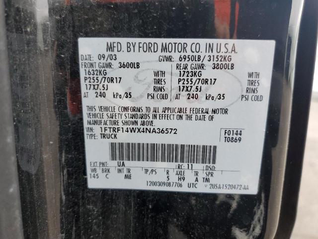 Photo 10 from auction – 2004 FORD F150 with VIN 1FTRF14WX4NA36572