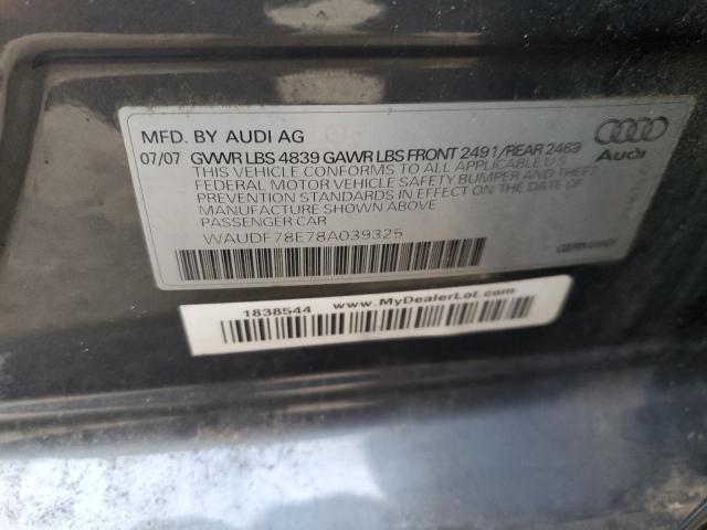 Photo 10 from auction – 2008 AUDI A4 2.0T QU with VIN WAUDF78E78A039325