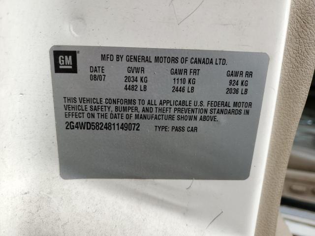 Photo 10 from auction – 2008 BUICK LACROSSE C with VIN 2G4WD582481149072
