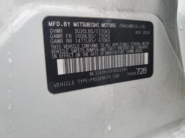 Photo 10 from auction – 2015 MITSUBISHI MIRAGE DE with VIN ML32A3HJ0FH033260