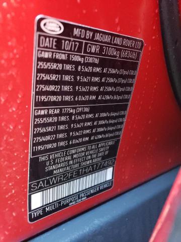 Photo 10 from auction – 2017 LAND ROVER RANGE ROVE with VIN SALWR2FE1HA177492