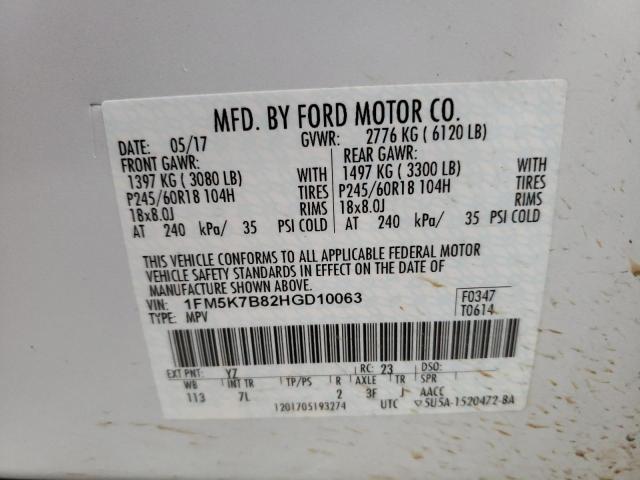Photo 10 from auction – 2017 FORD EXPLORER with VIN 1FM5K7B82HGD10063