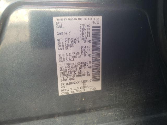Photo 10 from auction – 2016 NISSAN PATHFINDER with VIN 5N1AR2MN6GC668997