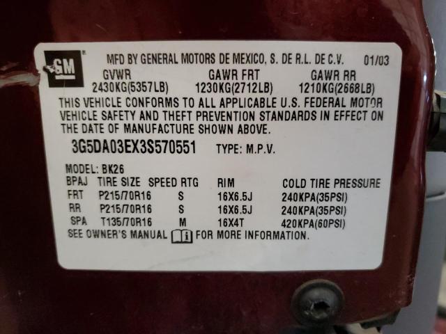 Photo 10 from auction – 2003 BUICK RENDEZVOUS with VIN 3G5DA03EX3S570551