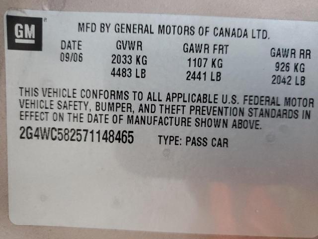 Zdjęcie 10 z aukcji – 2007 BUICK LACROSSE C z VIN 2G4WC582571148465