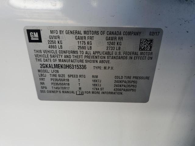 Photo 10 from auction – 2017 GMC TERRAIN SL with VIN 2GKALMEK0H6315336