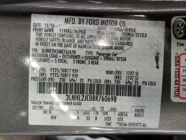 Photo 10 from auction – 2011 LINCOLN MKZ with VIN 3LNHL2JC0BR760698