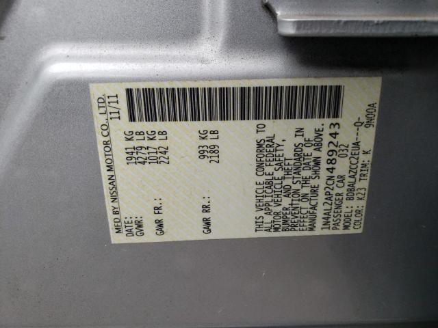 Photo 10 from auction – 2012 NISSAN ALTIMA BAS with VIN 1N4AL2AP2CN489243