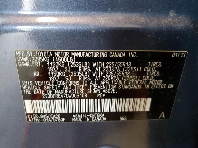 Photo 10 from auction – 2013 TOYOTA RAV4 LIMIT with VIN 2T3DFREV7DW005108