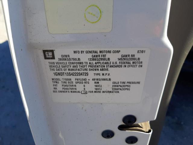 Photo 10 from auction – 2002 CHEVROLET TRAILBLAZE with VIN 1GNDT13S422204729
