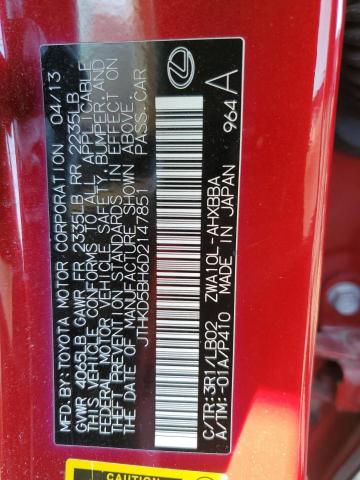 Photo 10 from auction – 2013 LEXUS CT 200 with VIN JTHKD5BH6D2147851