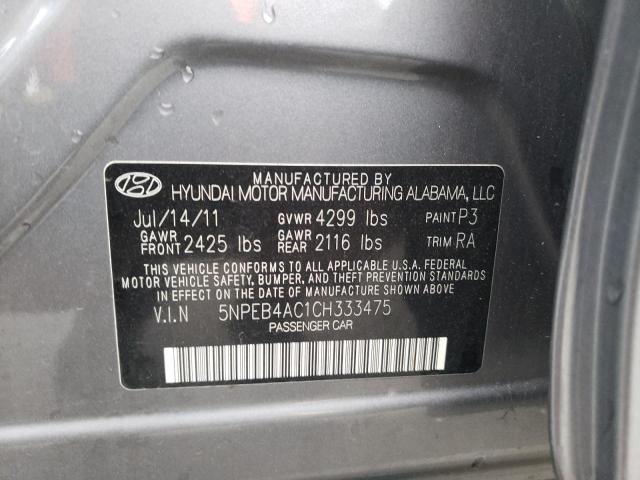 Photo 10 from auction – 2012 HYUNDAI SONATA GLS with VIN 5NPEB4AC1CH333475