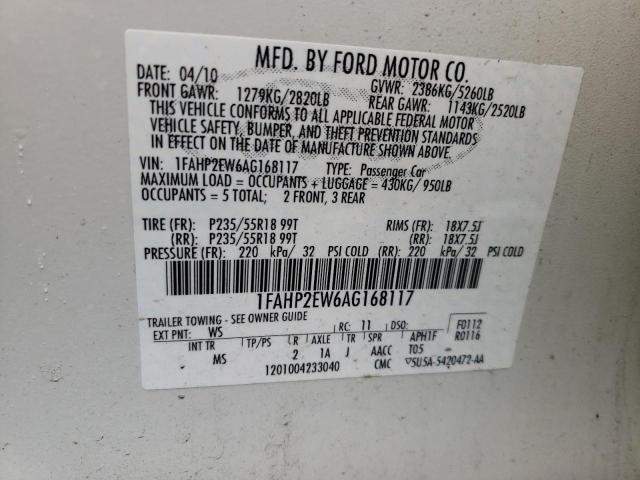 Photo 10 from auction – 2010 FORD TAURUS SEL with VIN 1FAHP2EW6AG168117