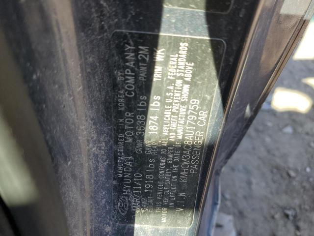 Photo 10 from auction – 2010 HYUNDAI ACCENT BLU with VIN KMHCM3AC8AU179759