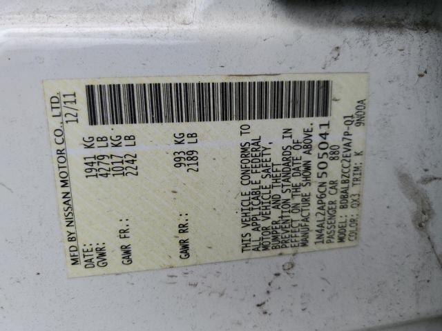 Photo 10 from auction – 2012 NISSAN ALTIMA BAS with VIN 1N4AL2AP6CN505041