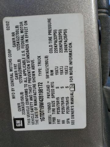 Photo 10 from auction – 2002 GMC SONOMA with VIN 1GTDT19W428198172