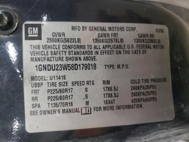 Photo 10 from auction – 2008 CHEVROLET UPLANDER L with VIN 1GNDU23W58D179018
