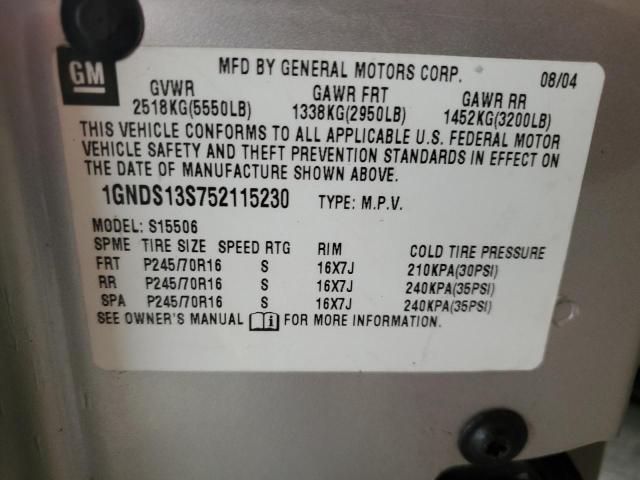Photo 10 from auction – 2005 CHEVROLET TRAILBLAZE with VIN 1GNDS13S752115230