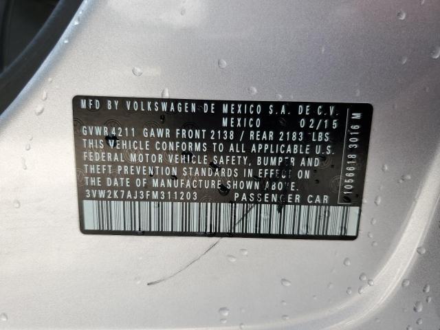 Photo 10 from auction – 2015 VOLKSWAGEN JETTA BASE with VIN 3VW2K7AJ3FM311203