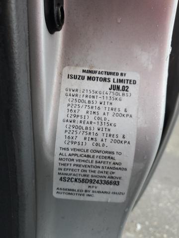 Photo 10 from auction – 2002 ISUZU RODEO S with VIN 4S2CK58D924336693