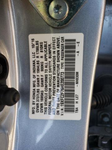 Photo 10 from auction – 2017 HONDA CIVIC EX with VIN 19XFC2F76HE200773