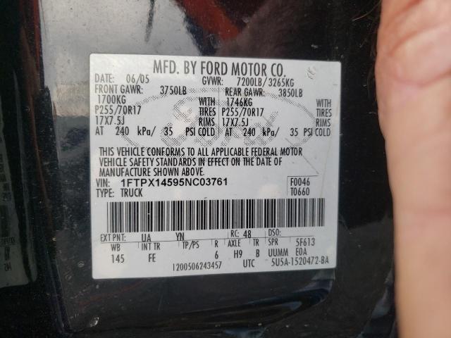 Photo 10 from auction – 2005 FORD F150 with VIN 1FTPX14595NC03761