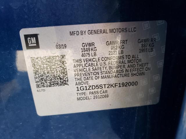 Photo 10 from auction – 2019 CHEVROLET MALIBU LT with VIN 1G1ZD5ST2KF192000