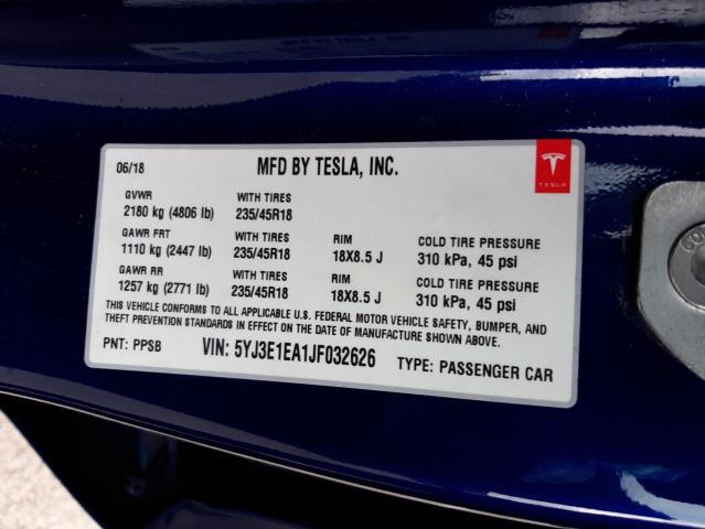 Photo 10 from auction – 2018 TESLA MODEL 3 with VIN 5YJ3E1EA1JF032626