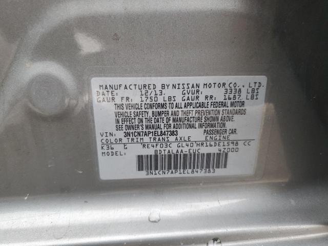 Photo 10 from auction – 2014 NISSAN VERSA with VIN 3N1CN7AP1EL847383