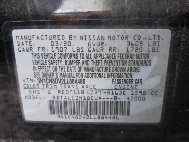 Photo 10 from auction – 2020 NISSAN VERSA S with VIN 3N1CN8DV2LL884486