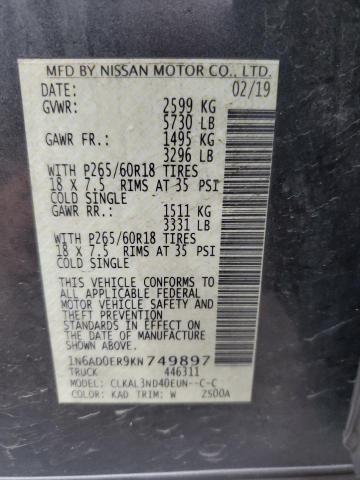 Photo 10 from auction – 2019 NISSAN FRONTIER S with VIN 1N6AD0ER9KN749897