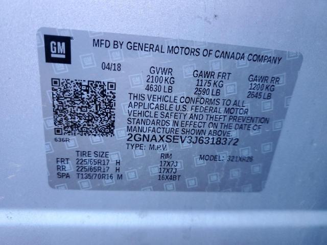 Photo 10 from auction – 2018 CHEVROLET EQUINOX LT with VIN 2GNAXSEV3J6318372