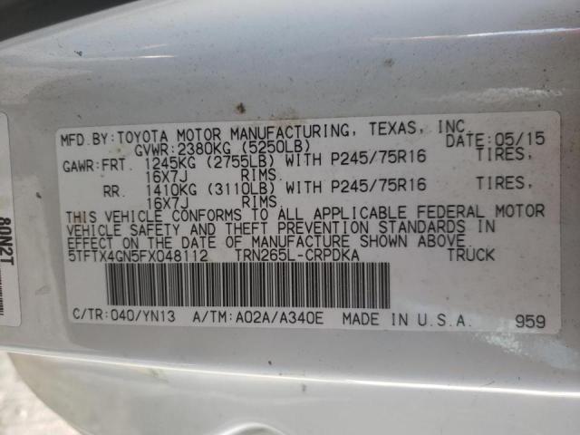 Photo 10 from auction – 2015 TOYOTA TACOMA PRE with VIN 5TFTX4GN5FX048112
