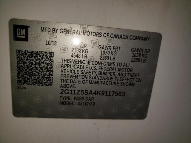 Photo 10 from auction – 2019 CHEVROLET IMPALA LT with VIN 2G11Z5SA4K9117563