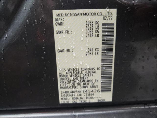 Photo 10 from auction – 2022 NISSAN ALTIMA S with VIN 1N4BL4BV3NN345426