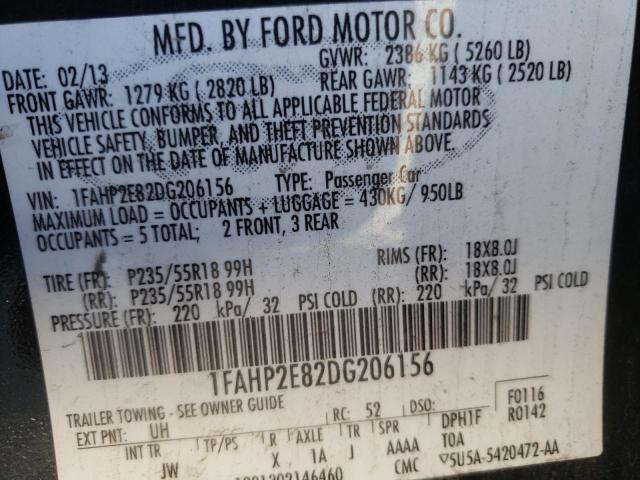 Photo 10 from auction – 2013 FORD TAURUS SEL with VIN 1FAHP2E82DG206156