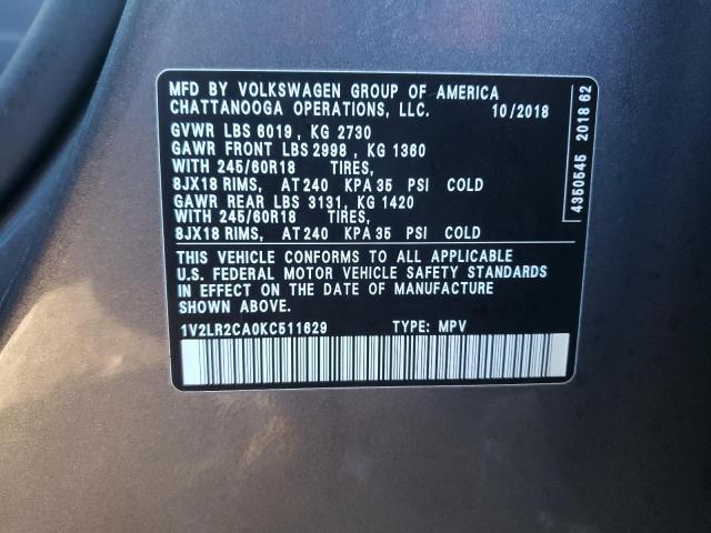 Photo 10 from auction – 2019 VOLKSWAGEN ATLAS SE with VIN 1V2LR2CA0KC511629