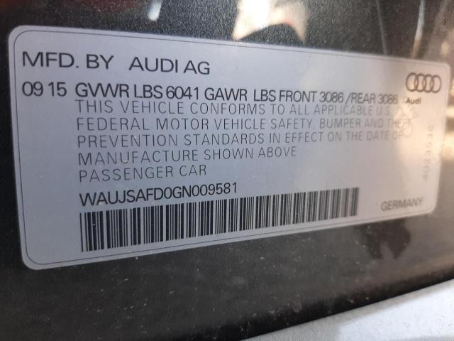 Photo 10 from auction – 2016 AUDI S8 QUATTRO with VIN WAUJSAFD0GN009581