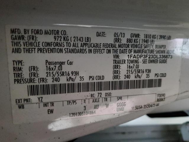 Photo 10 from auction – 2013 FORD FOCUS SE with VIN 1FADP3F23DL336873