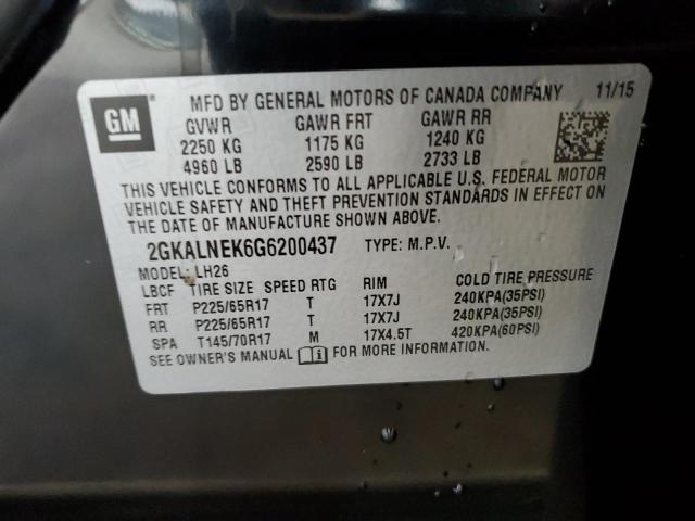 Photo 10 from auction – 2016 GMC TERRAIN SL with VIN 2GKALNEK6G6200437