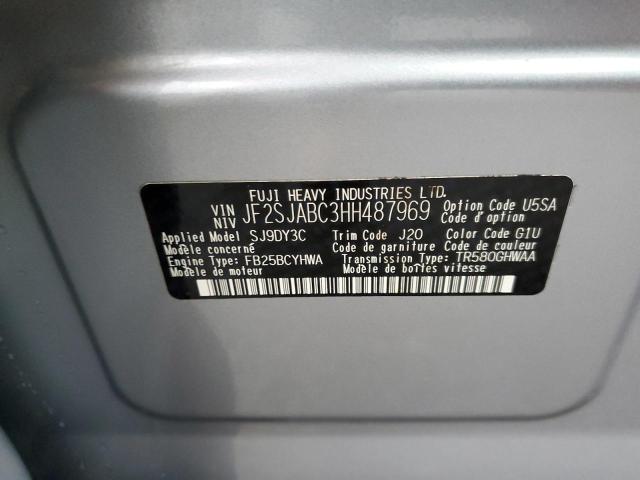Photo 10 from auction – 2017 SUBARU FORESTER 2 with VIN JF2SJABC3HH487969