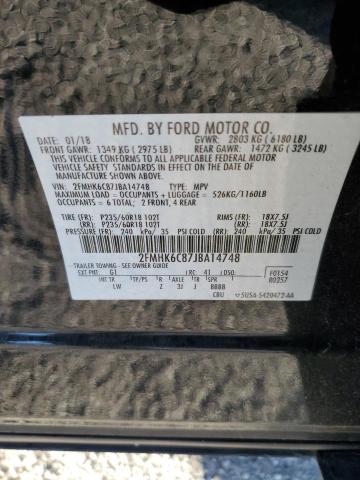 Photo 10 from auction – 2018 FORD FLEX SEL with VIN 2FMHK6C87JBA14748